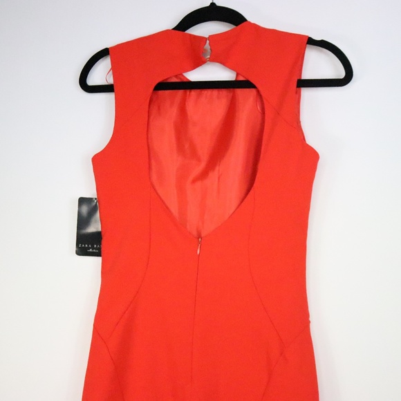 Zara Basics Orange Open Back Sleeveless Dress-R026 - Picture 3 of 4